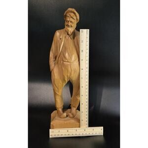 Paul Emil Caron Carved Wood Sculpture Old Man Canadian Folk Art